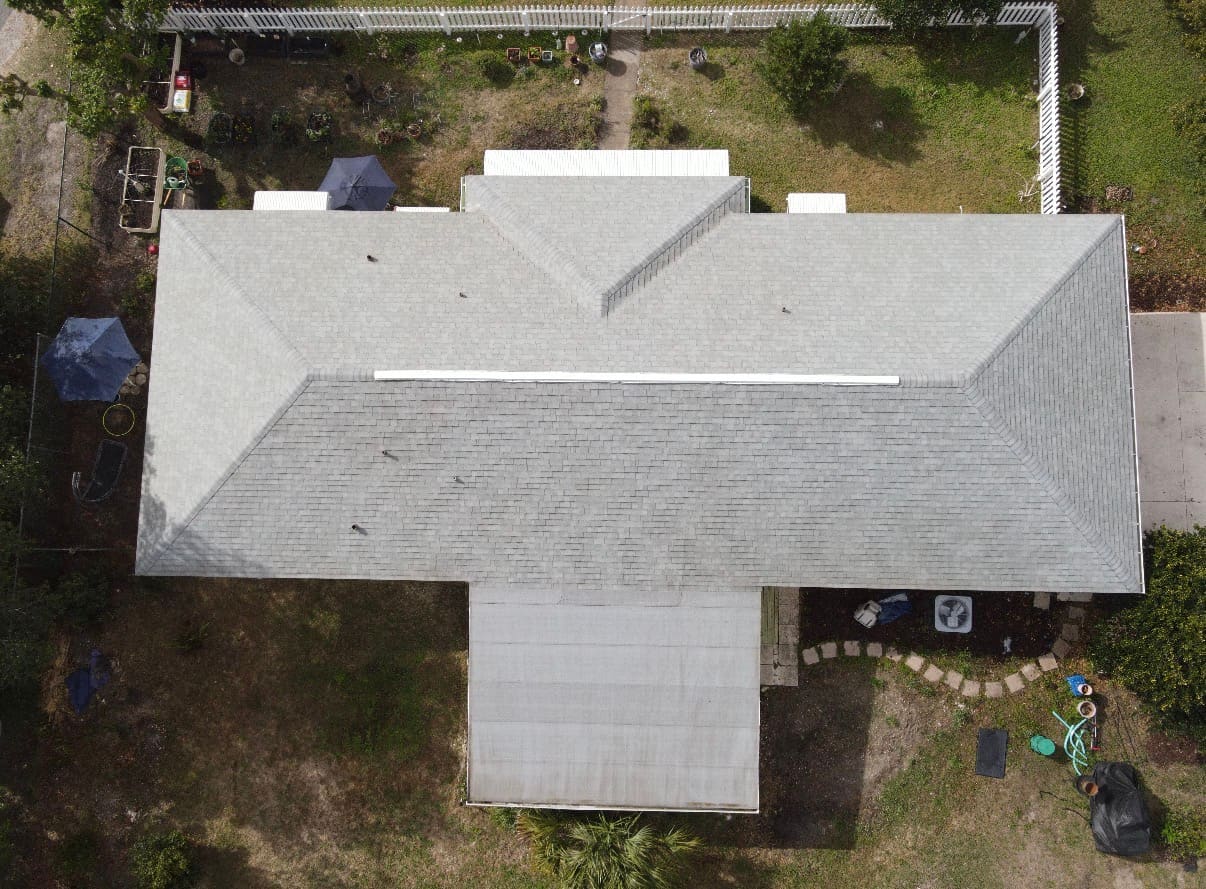 Roof after soft wash cleaning by Batterbee Roof Cleaning - Central Florida